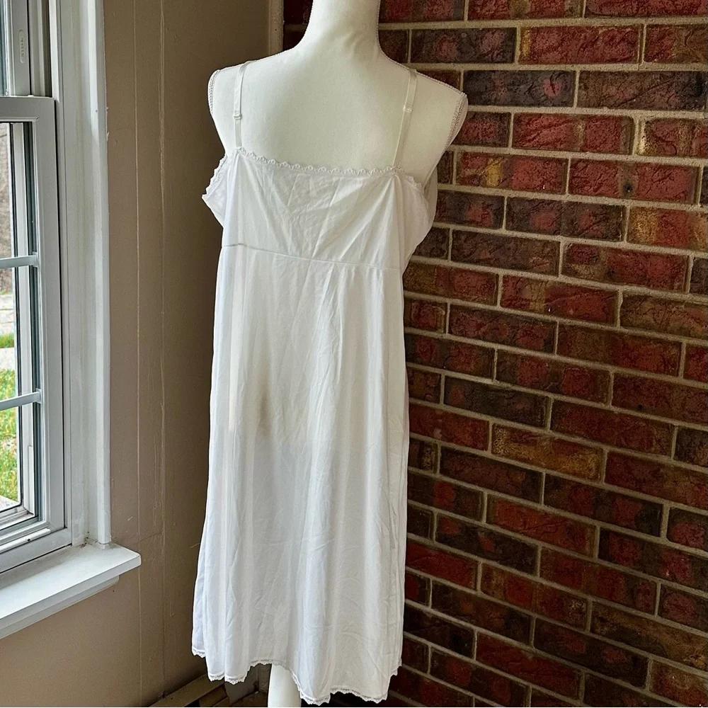 White Pink Lace Chemise Spaghetti Straps Slip Dress Vintage Union Made Size 42 - Picture 4 of 11